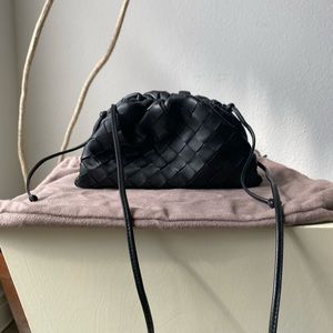 Bottega Veneta black woven leather mini pouch crossbody